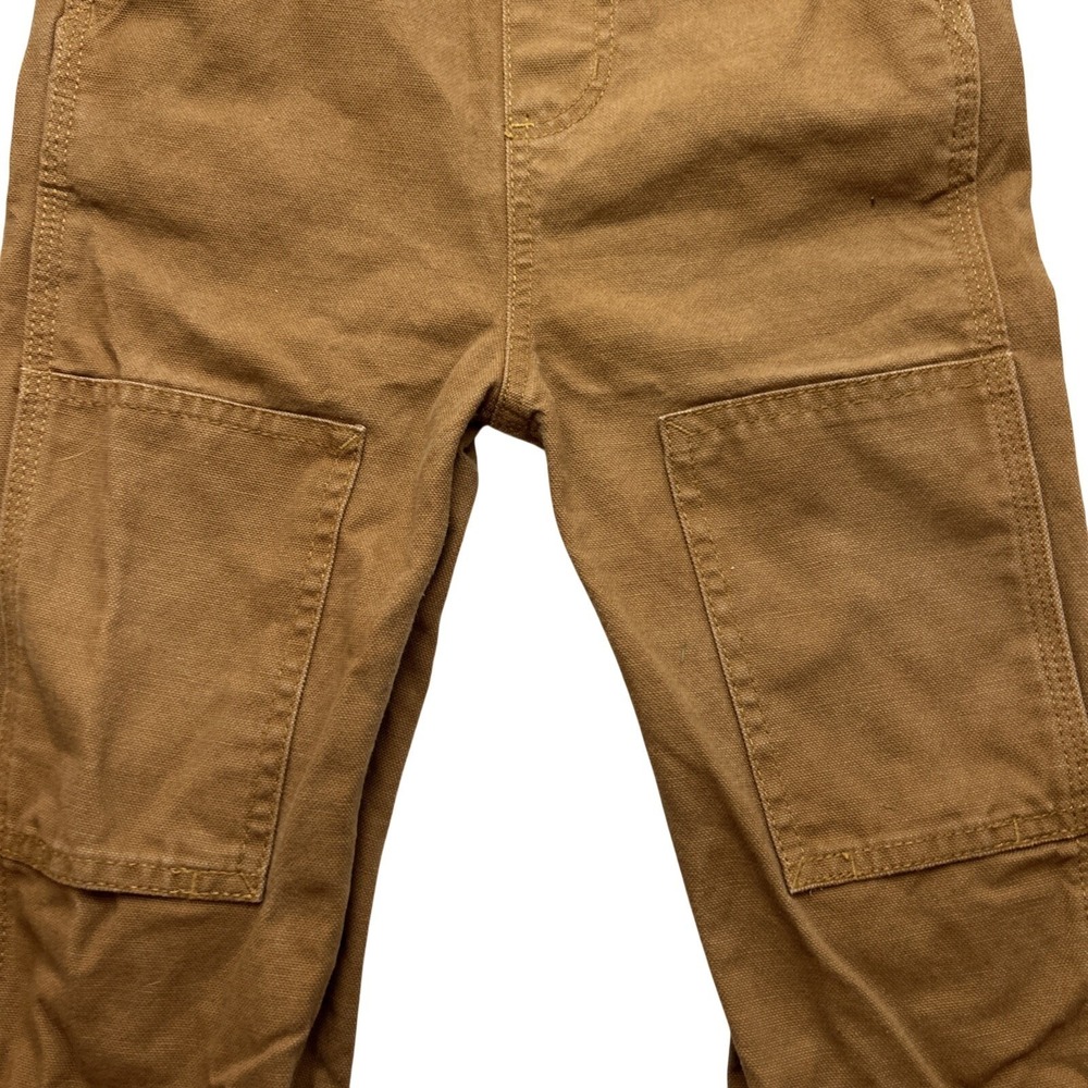 Carhartt 2T Baby Toddler Canvas Bib Overall in Brown Reinforced Knees Cotton - Picture 3 of 10